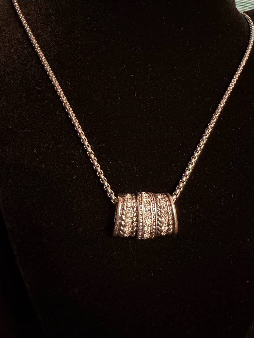 Brighton-Style Wide Rhinestone Pendant. No chain included.